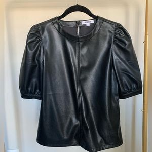 BB Dakota Black Faux Leather Top